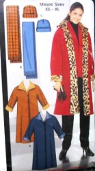 5727 SIMPLICITY FLEECE/ WOOL/ FUR LONGER COAT, SCARF, HAT PATTERN 6-24